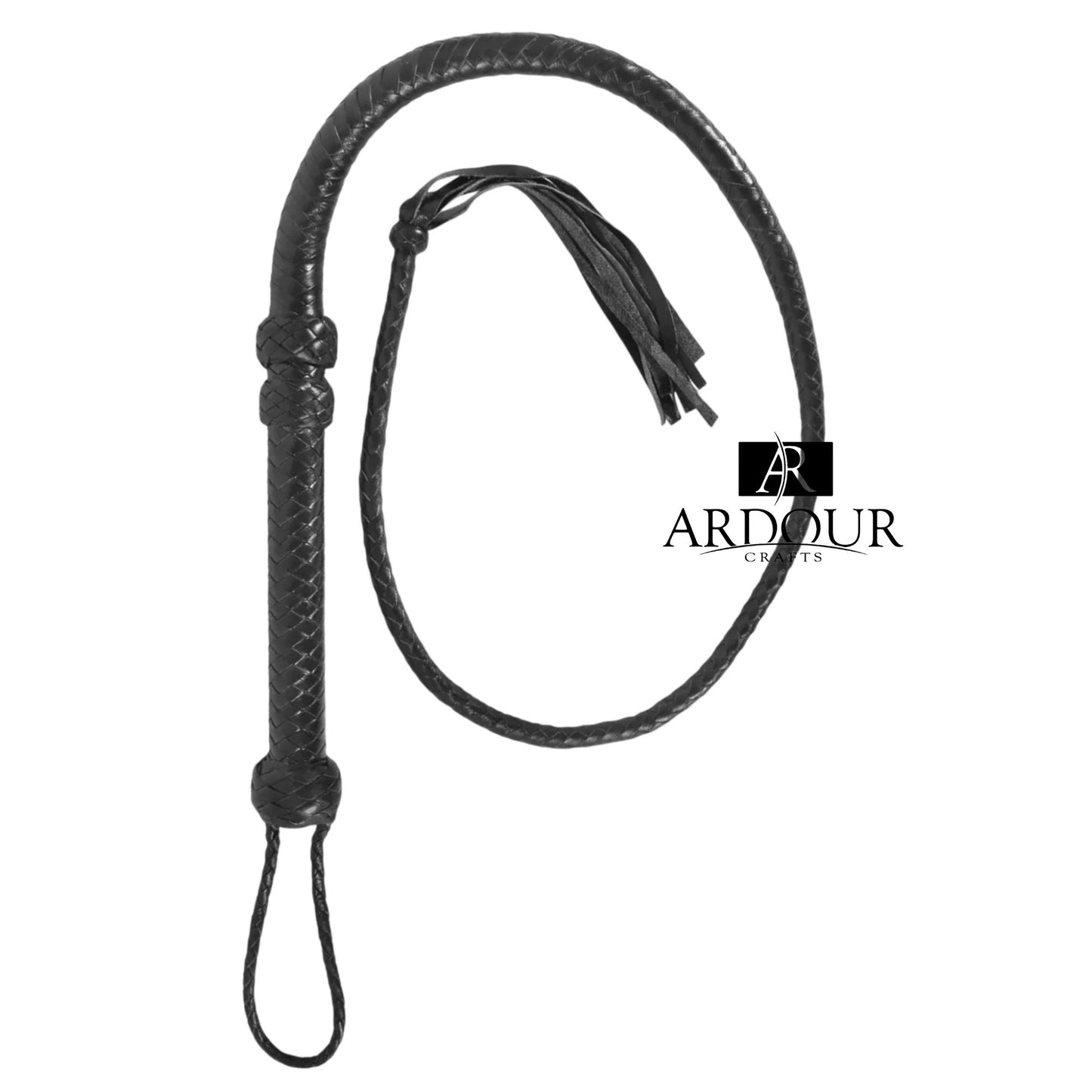 3 to 6 Feet Handcrafted Genuine Cow Hide Leather Bull Whip with Braided Knobs