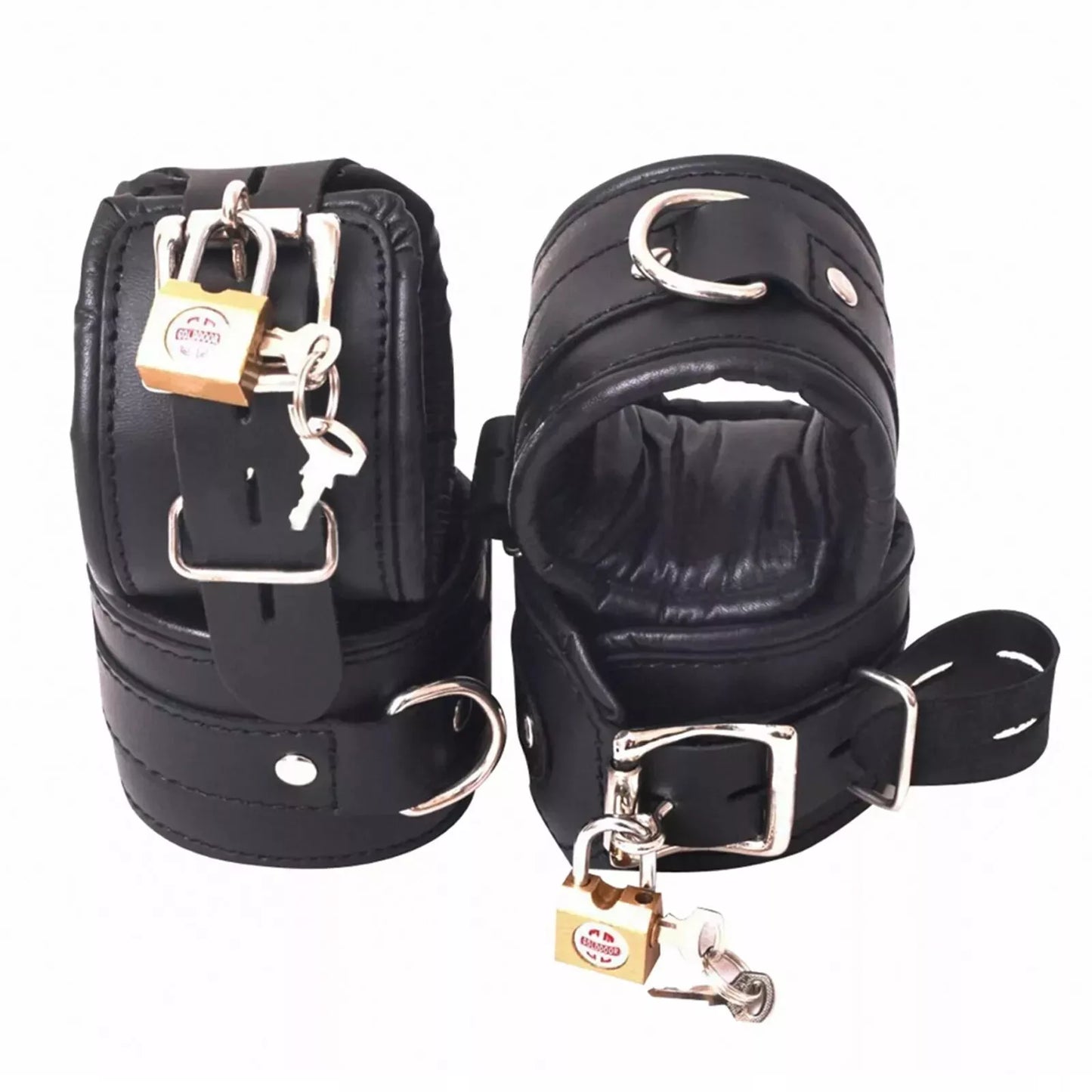 4 Piece BD*SM Genuine Cowhide Leather Wrist Ankle Restraint Cuffs Set Handmade