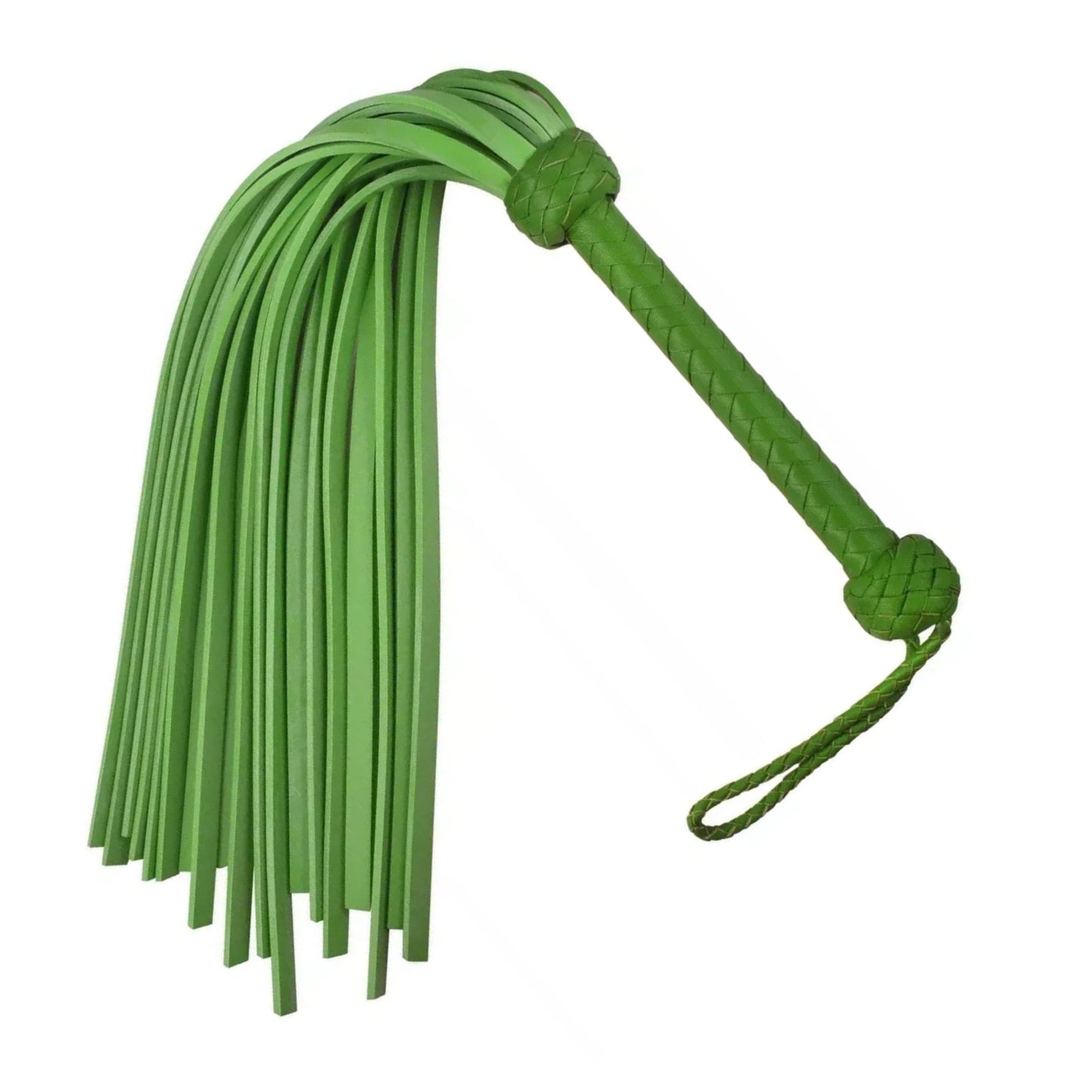 Heavy Duty Green Cowhide Leather Flogger 18 Thick Tails for Deep Thuds Impact