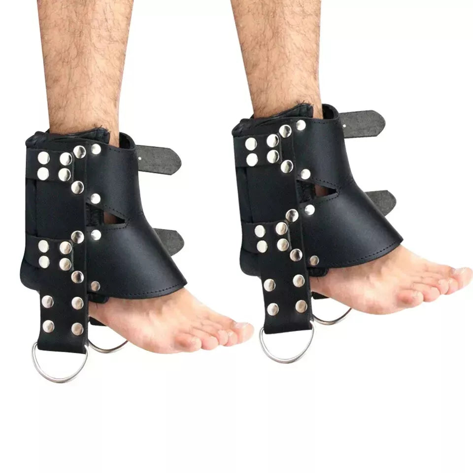 2 Piece Real Cowhide Leather BD*SM Restraints Black Lockable Ankle Cuffs Handmade