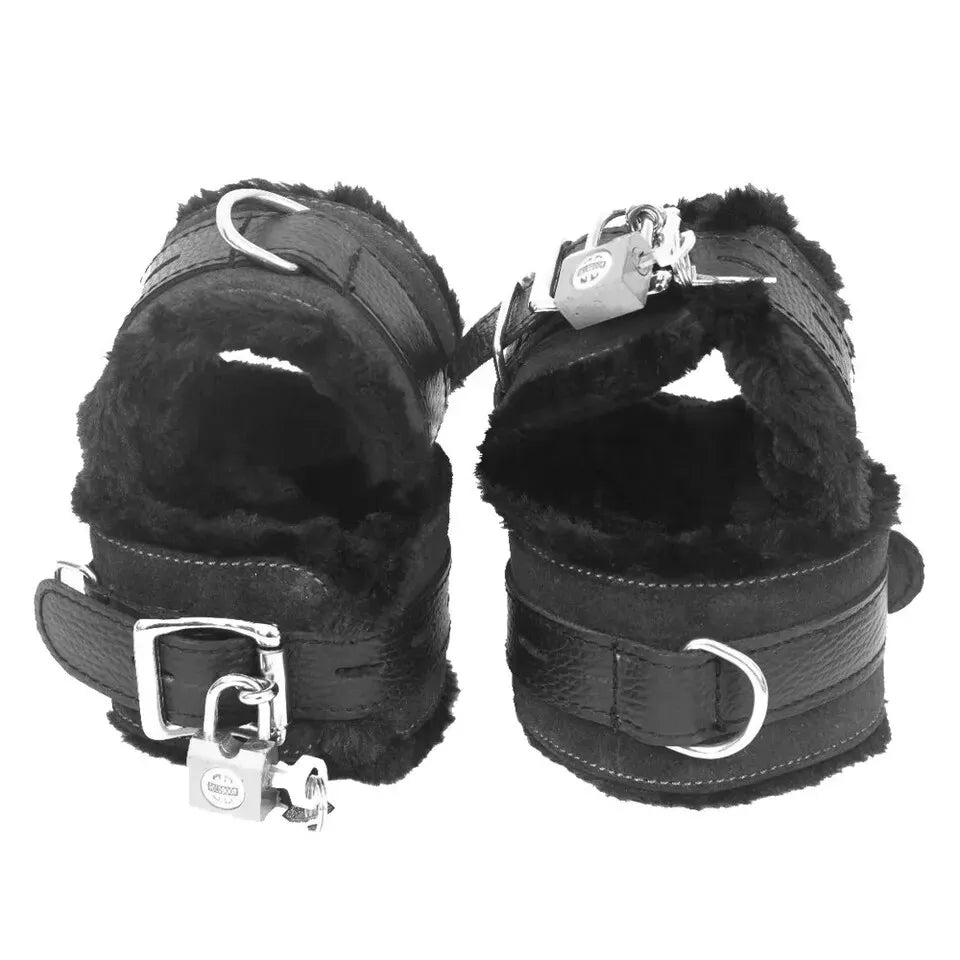 4 Pieces Genuine Cowhide Leather Wrist Ankle Cuffs BD*SM Restraint Set Handmade