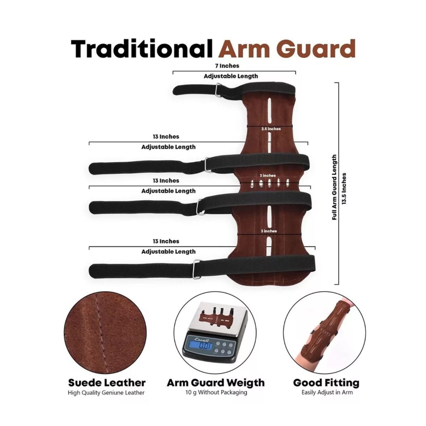 Suede Leather Arm Guard Traditional Archery Hunting Protection