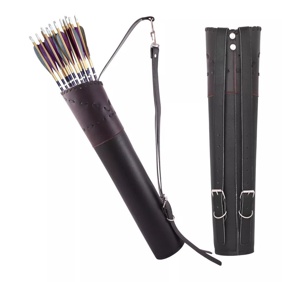 Handmade Genuine Leather Archery Back Quiver for Traditional Bows