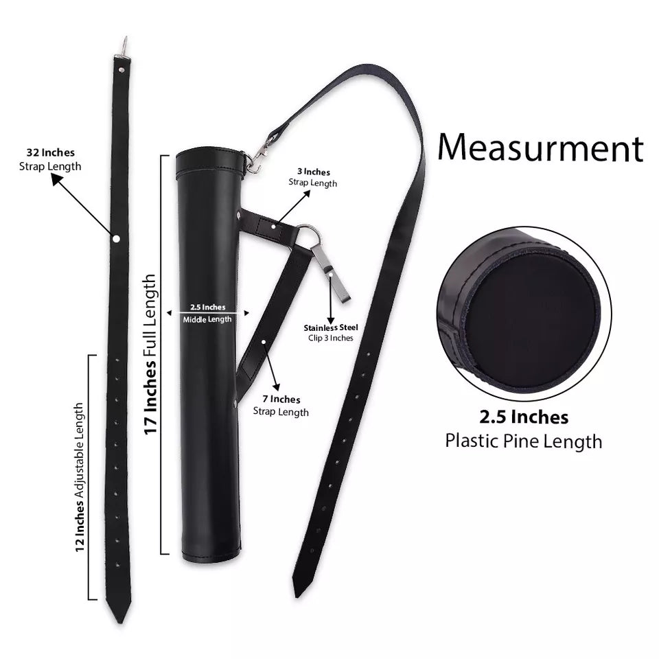 Traditional Handmade Black Cowhide Leather Archery Quiver