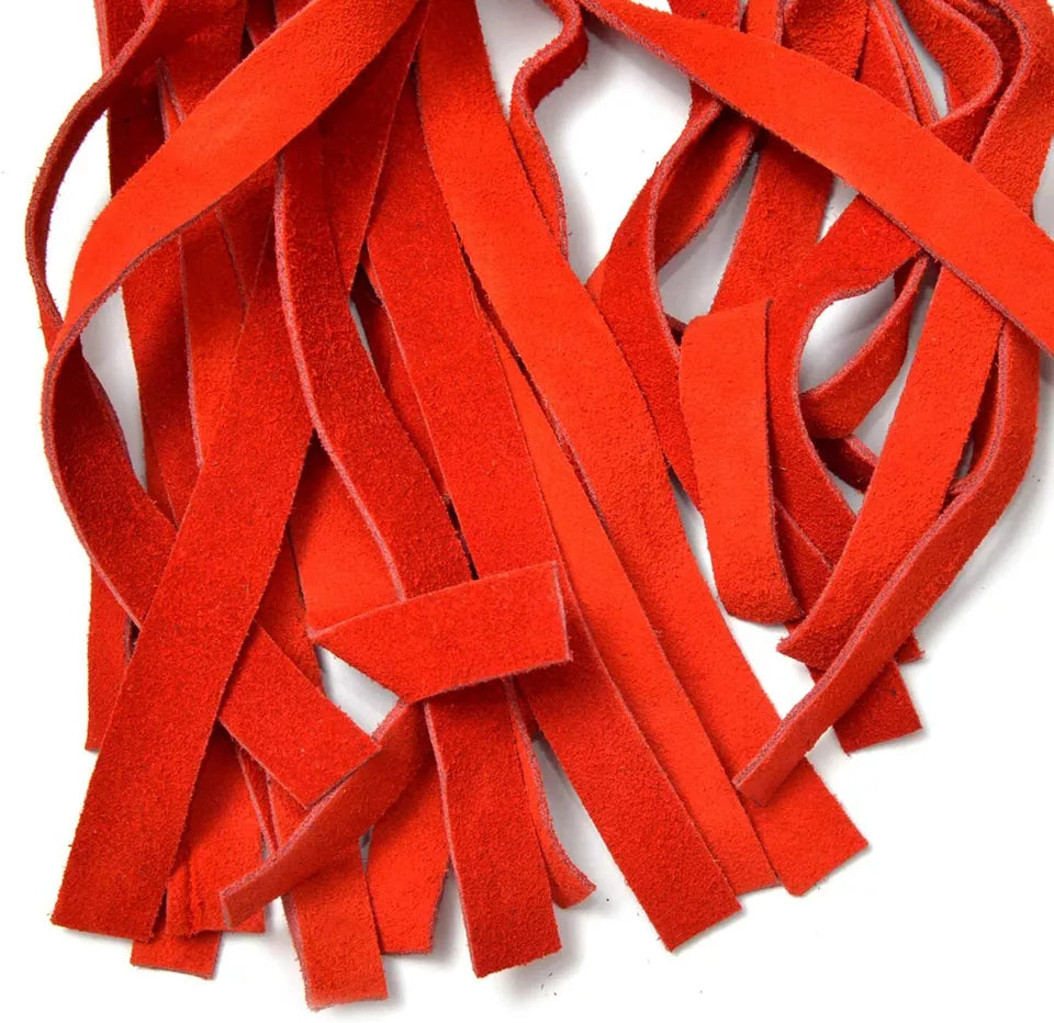 Red Genuine Leather Revolving Flogger 26 Soft Suede Durable Cowhide Tails for Precision