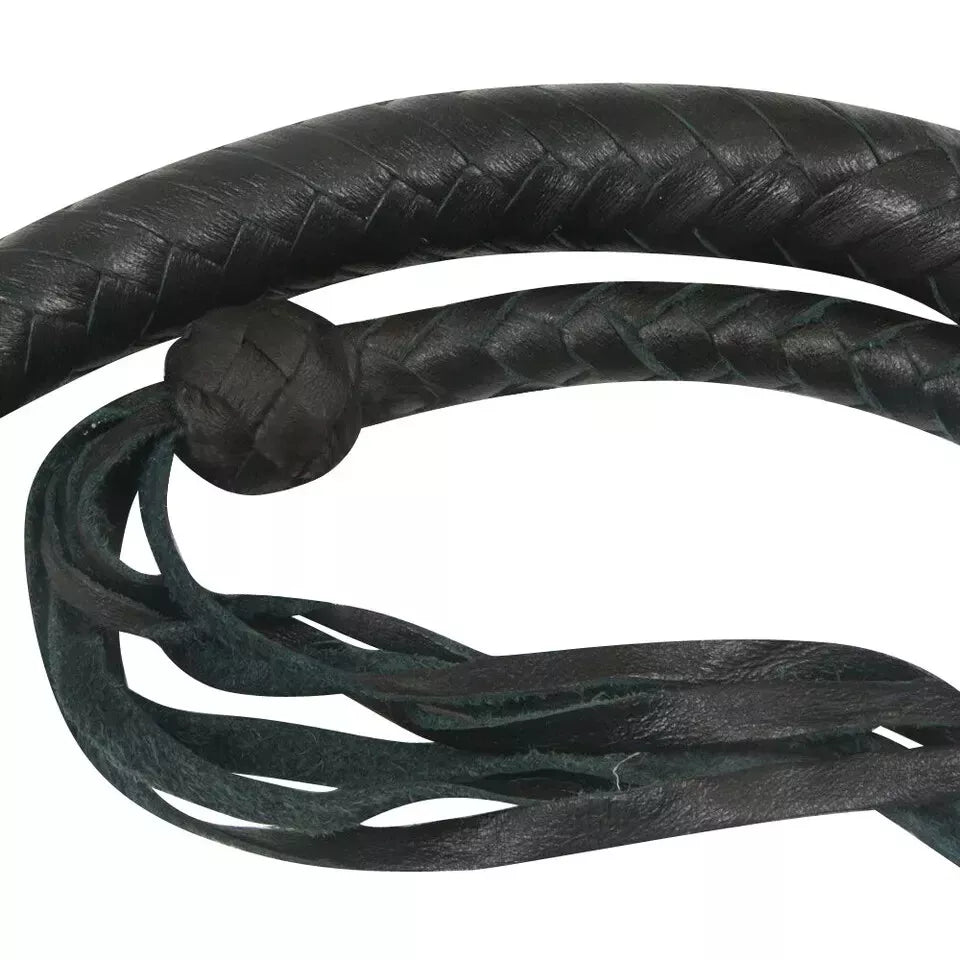 3 to 6 Feet Handcrafted Genuine Cow Hide Leather Bull Whip with Braided Knobs