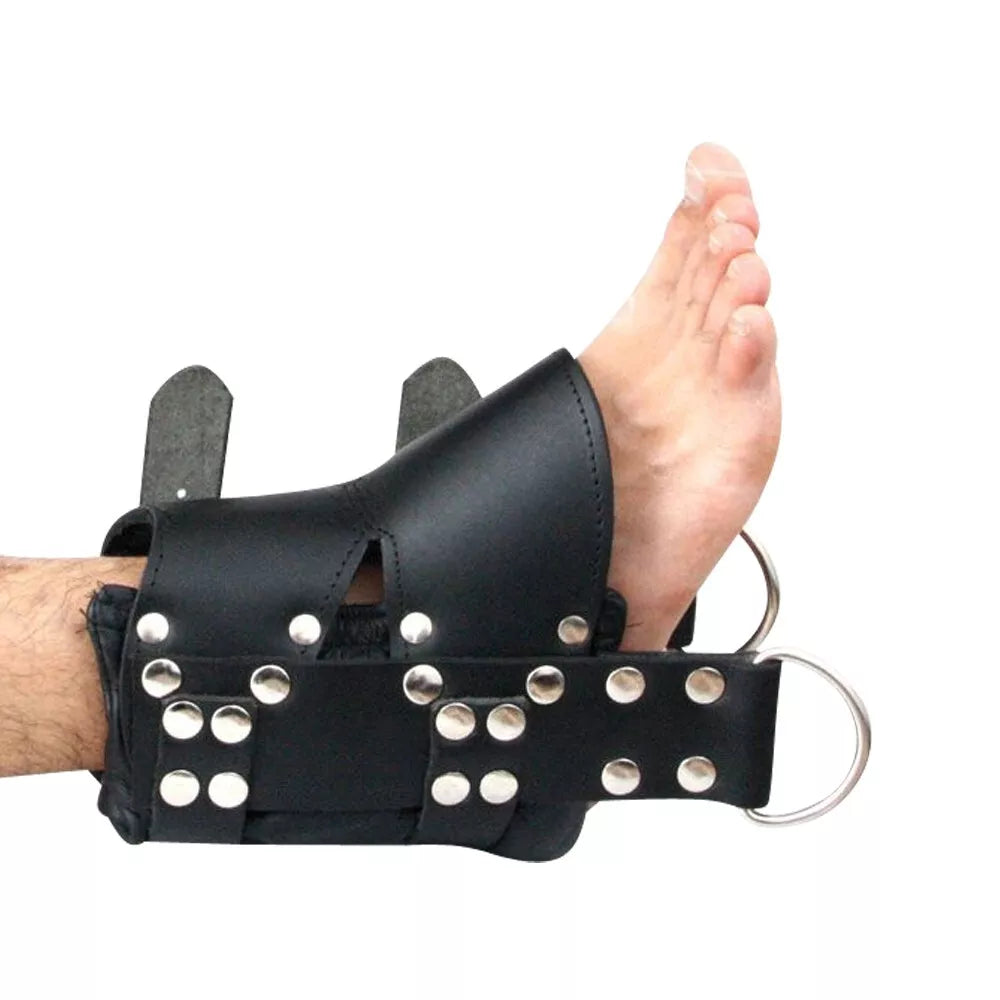 2 Piece Real Cowhide Leather BD*SM Restraints Black Lockable Ankle Cuffs Handmade