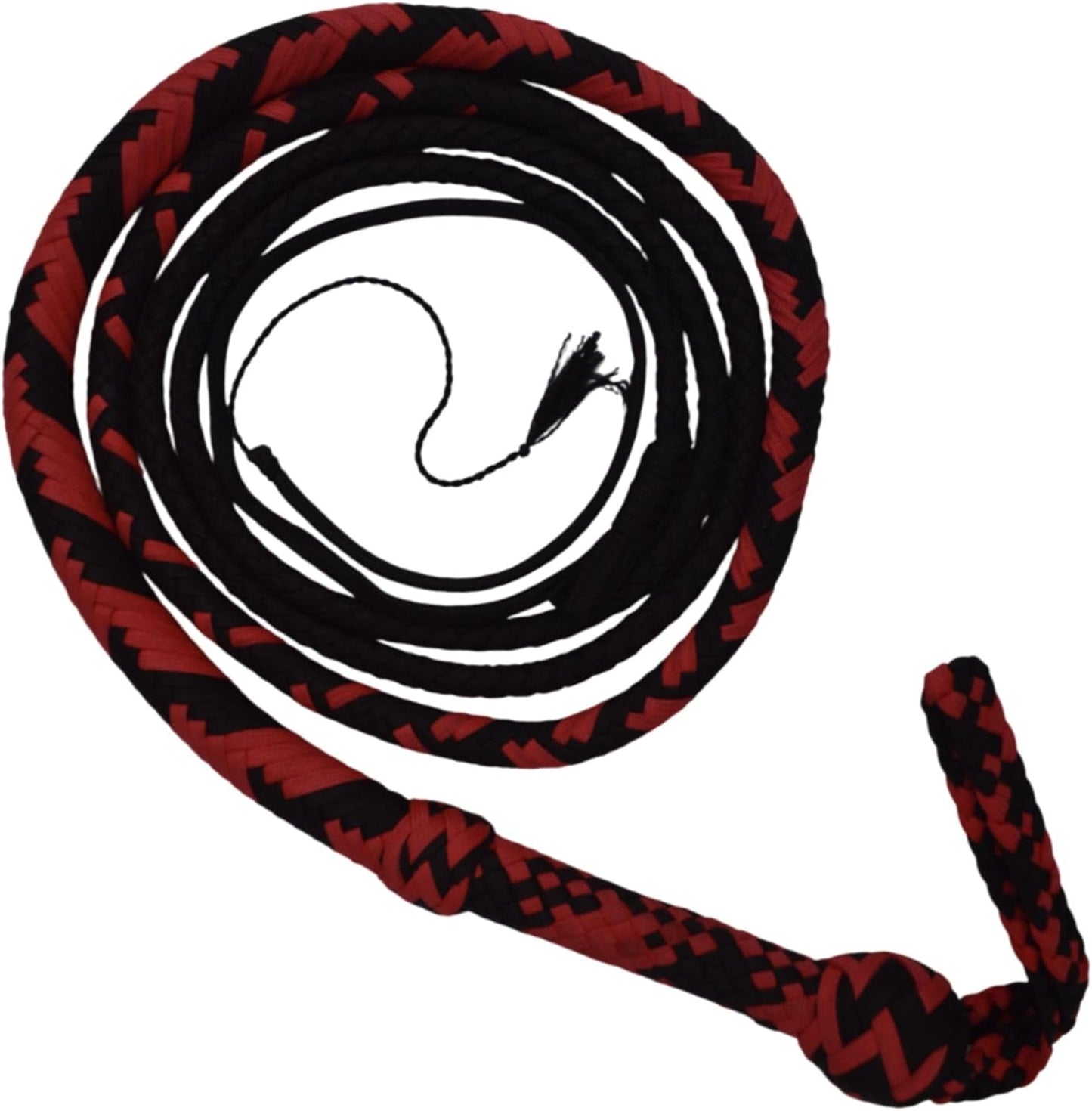 4 Feet to 12 Feet Paracord Bullwhip Indiana Jones Style Equestrian 12 Strand Nylon Red Black Bull whip