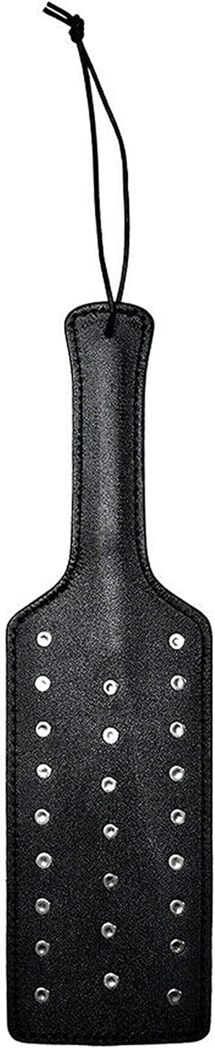 Real Cowhide Black Belting Leather Hard Paddle with Steel Stud for Sex Handmade