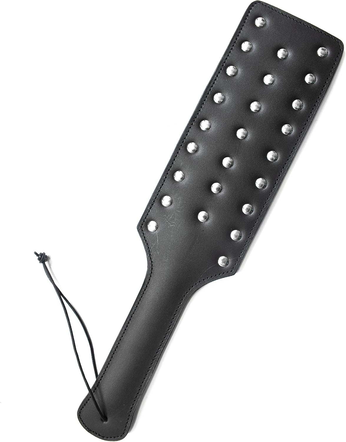 Real Cowhide Black Belting Leather Hard Paddle with Steel Stud for Sex Handmade