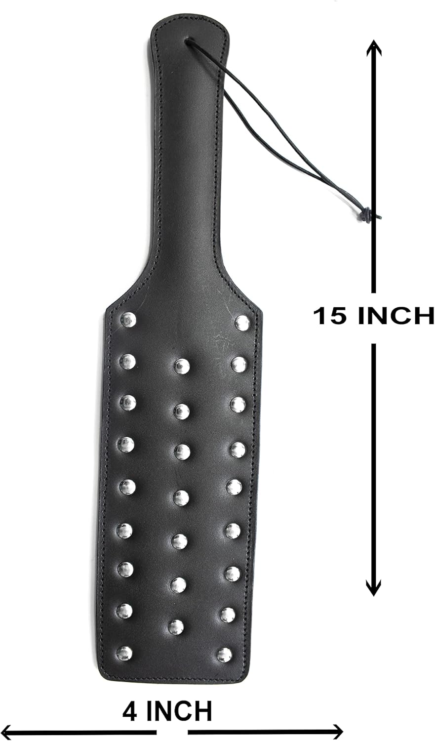 Real Cowhide Black Belting Leather Hard Paddle with Steel Stud for Sex Handmade