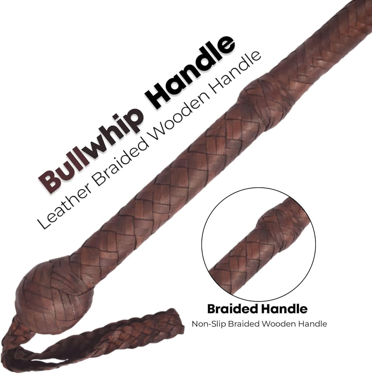 4 Feet to 12 Feet Equestrian Indiana Jones Bull Whip 16 Plait Kangaroo Hide Bullwhip