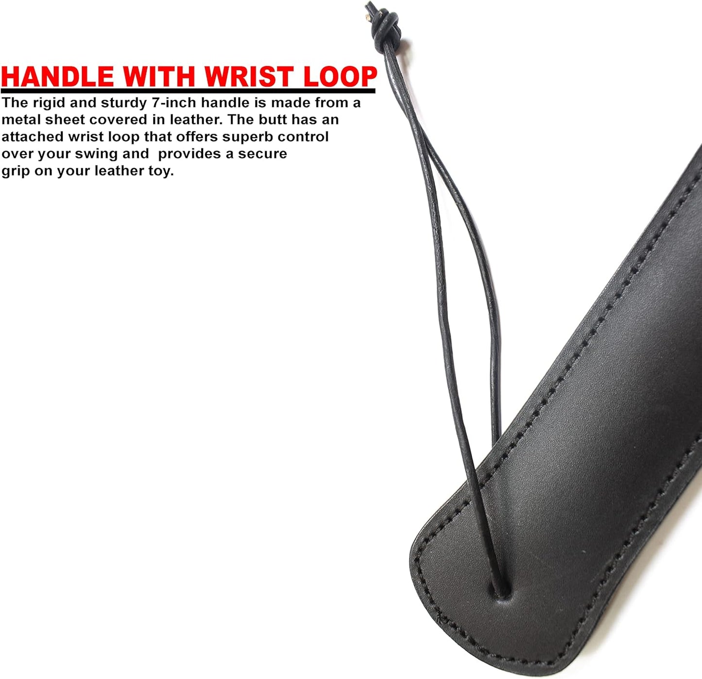 Real Cowhide Black Belting Leather Hard Paddle with Steel Stud for Sex Handmade