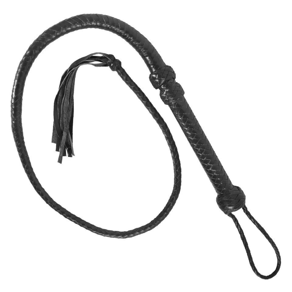 3 to 6 Feet Handcrafted Genuine Cow Hide Leather Bull Whip with Braided Knobs