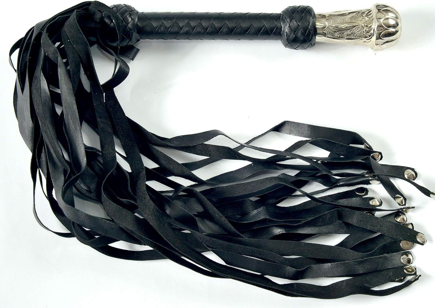 Handmade Heavy Duty Black Leather Flogger Premium Impact Play Whip