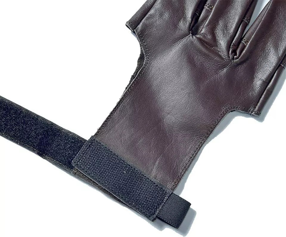 Handmade Leather Archery Glove Three Finger Traditional Shooting Glove