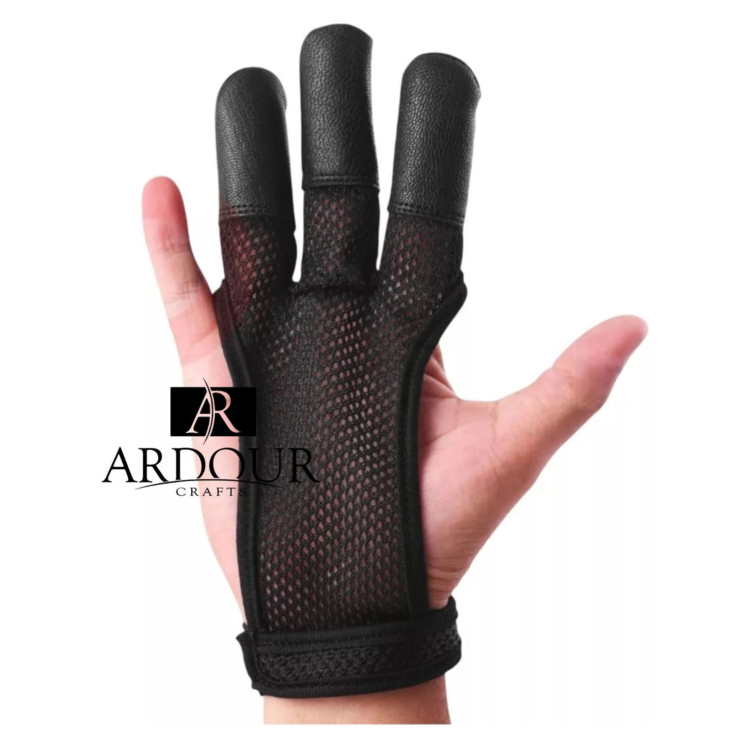 3 Finger Leather Glove Arrow Guard for Compound Bow Shooting Handmade