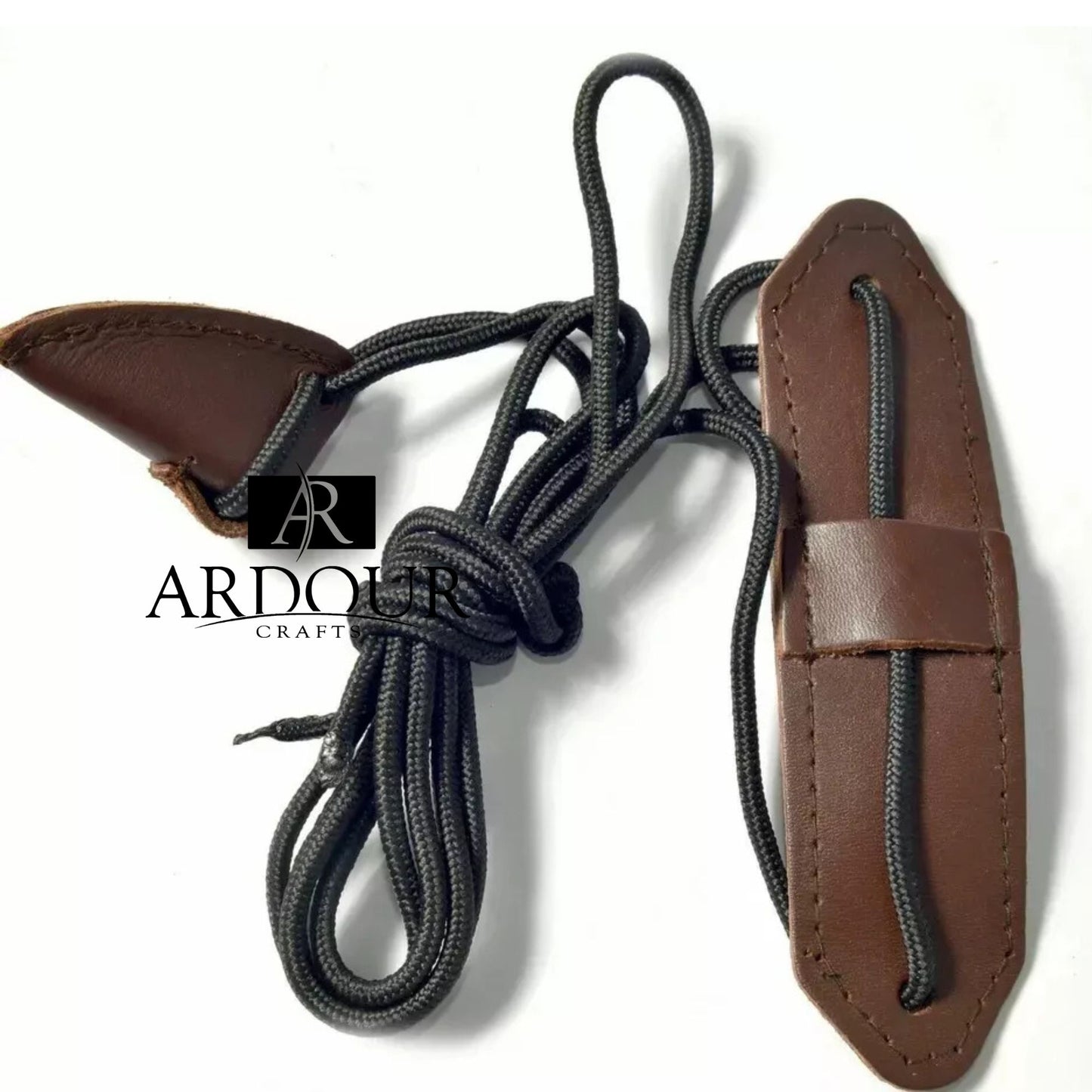 Brown Leather Recurve Bow Stringer Traditional Archery Tool Handmade