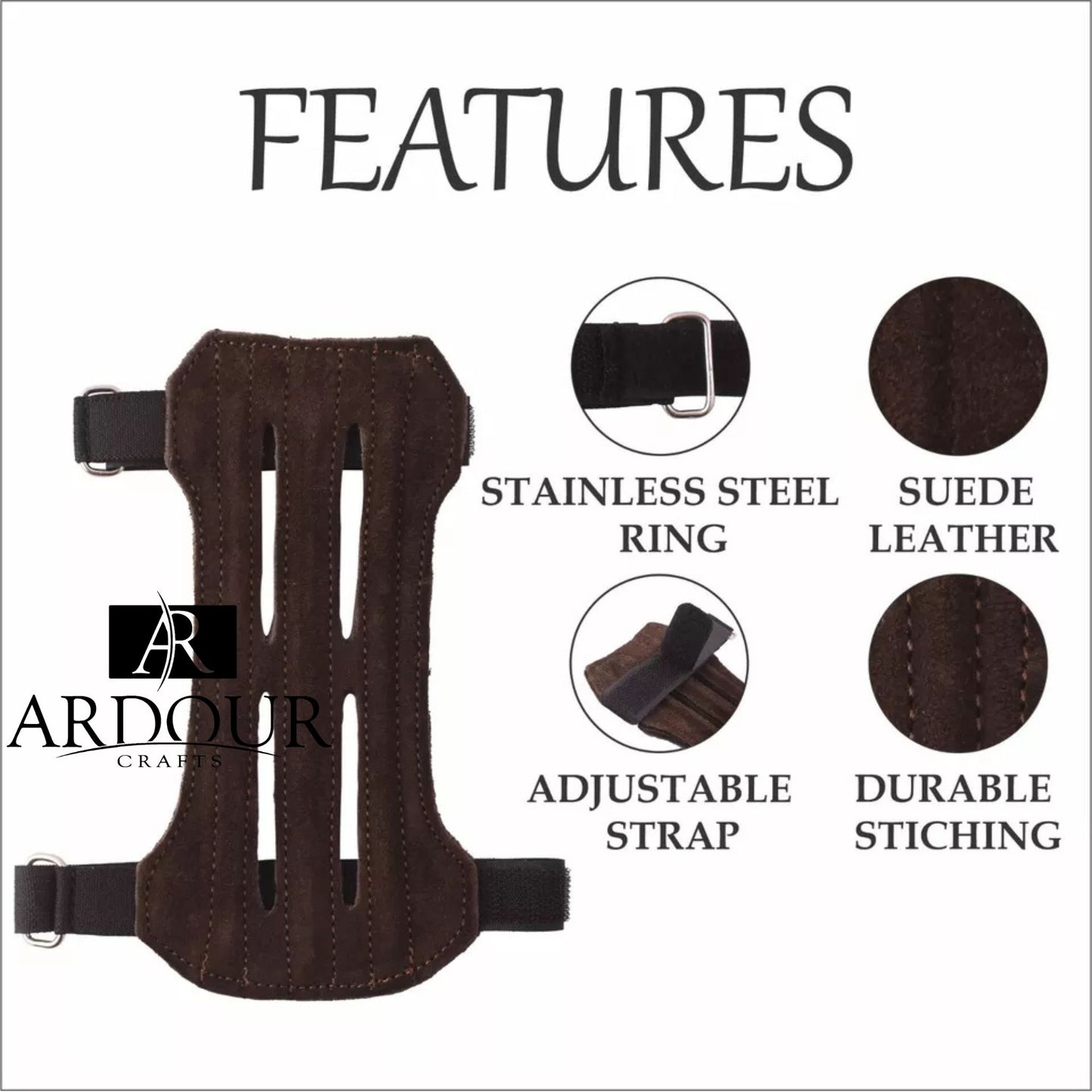 Leather Archery Arm Guard Handcrafted Suede Protection for Traditional Archers Hunters