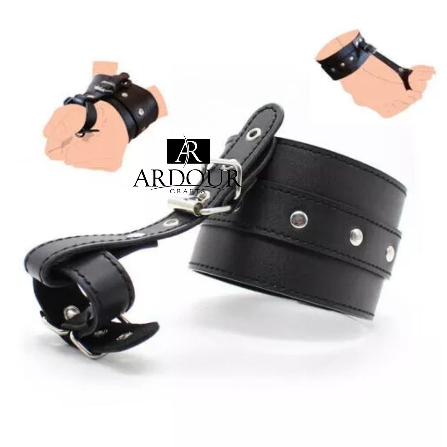 BD*SM Genuine Cowhide Handmade Leather Wrist Cuffs Restraints Thumb Ankle Toe Cuffs