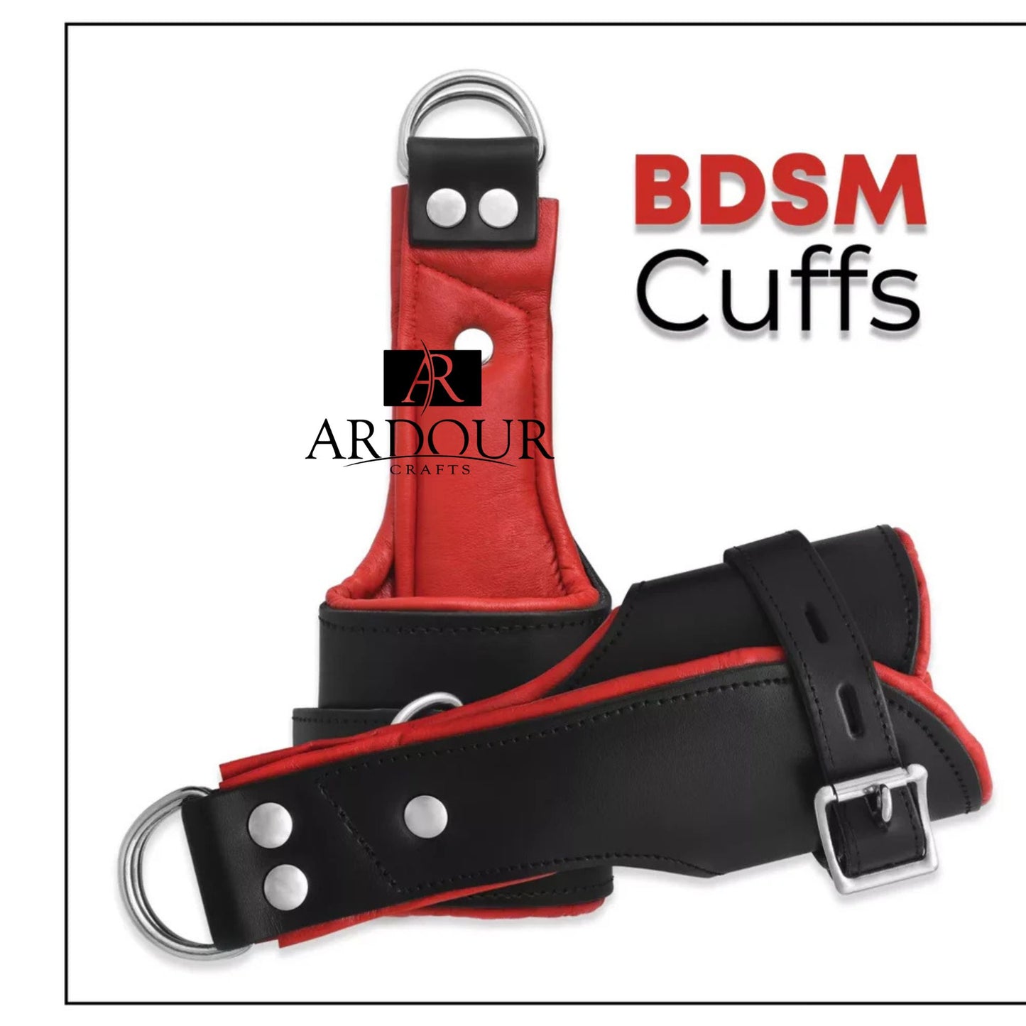 Cowhide Leather Wrist Ankle Cuffs BD*SM Restraint Set Handmade