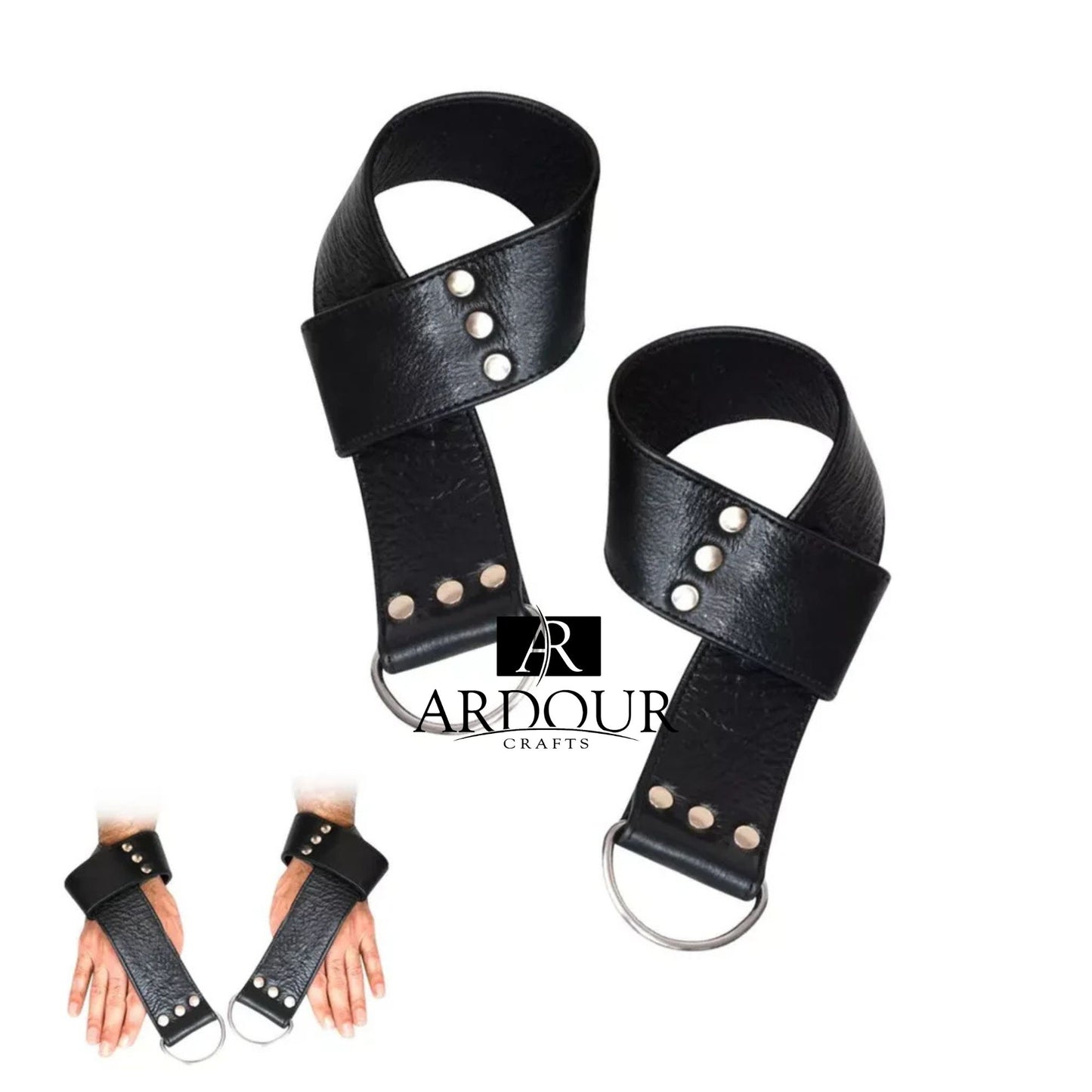 2 Pieces Real Cowhide Leather BD*SM Suspension Wrist Cuffs belts for Restraint Handmade