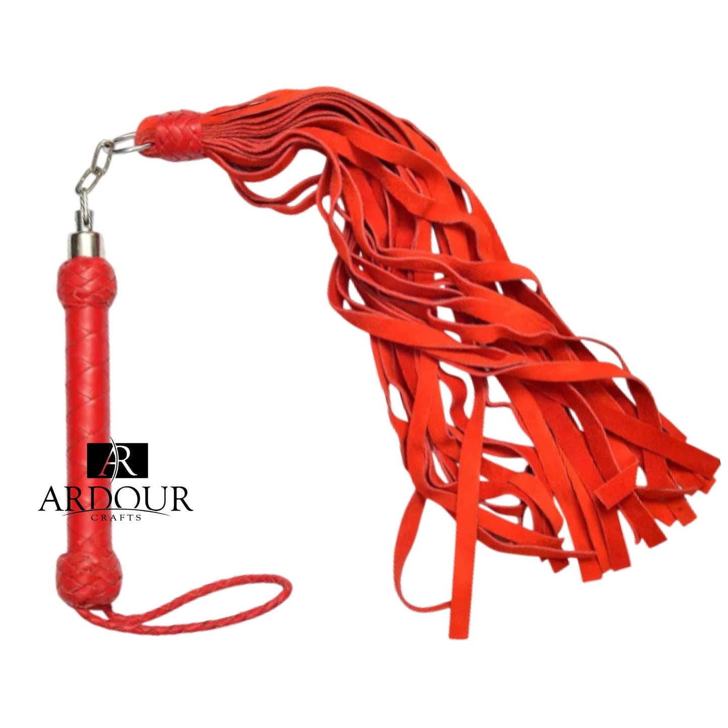 Red Genuine Leather Revolving Flogger 26 Soft Suede Durable Cowhide Tails for Precision