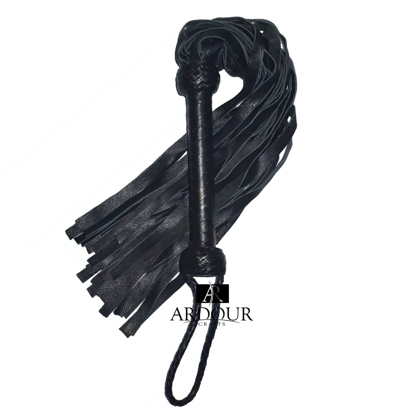 Handmade Genuine Black Leather Flogger Premium Braided 25 Tails