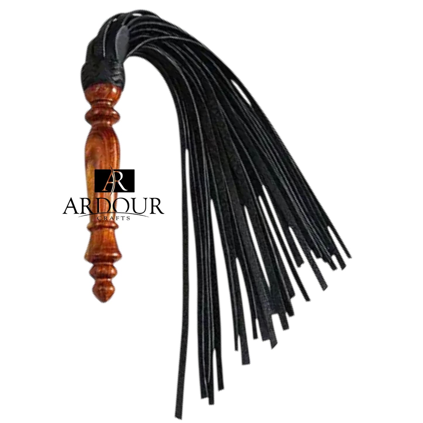 Handmade Genuine Cowhide Leather Flogger 25 Tail BDSM Whip with Solid Wood Handle
