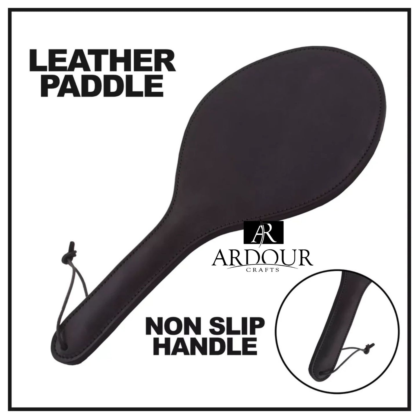 Real & Genuine Cowhide Leather Paddle Slapper Flexible Light Weight Black Paddle