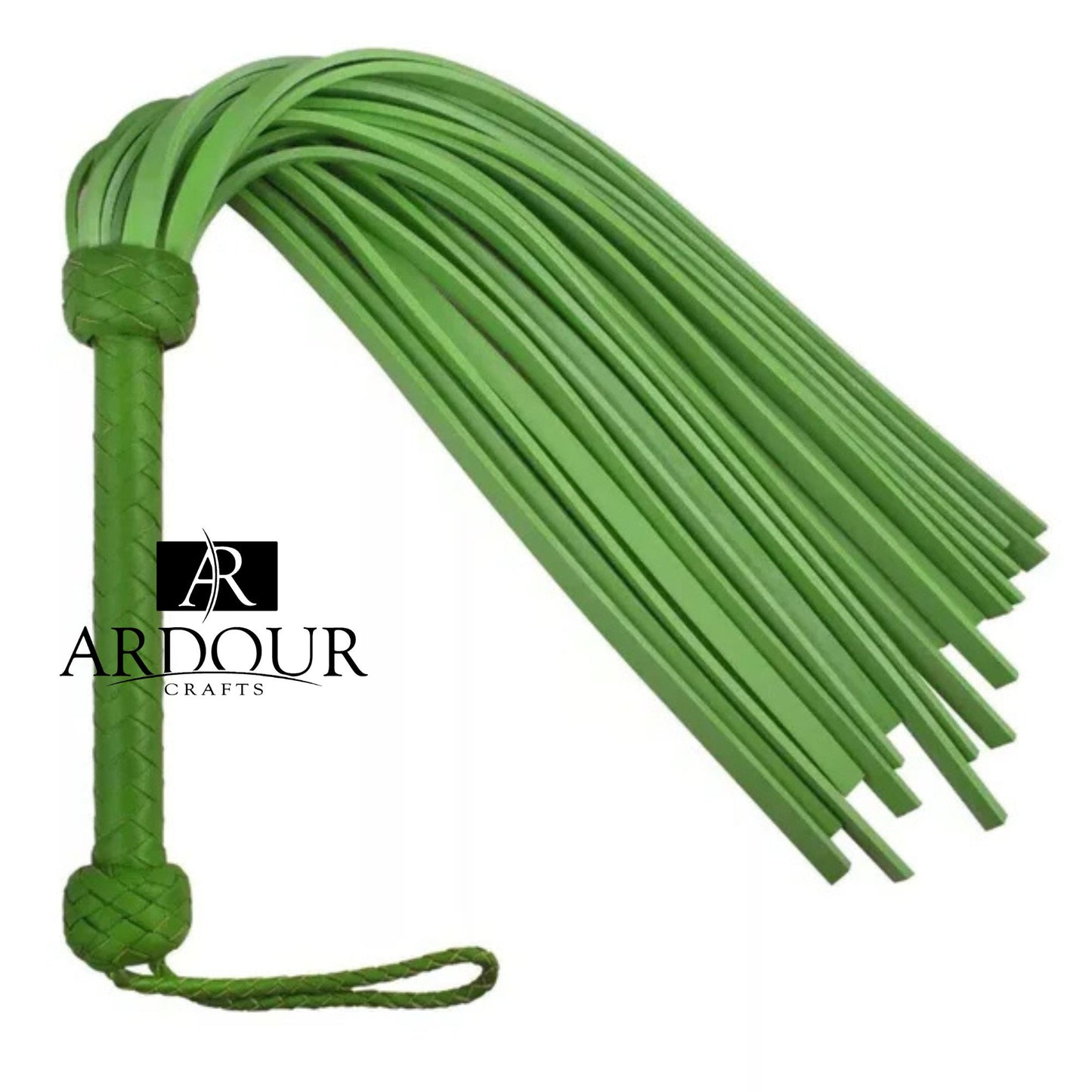 Heavy Duty Green Cowhide Leather Flogger 18 Thick Tails for Deep Thuds Impact