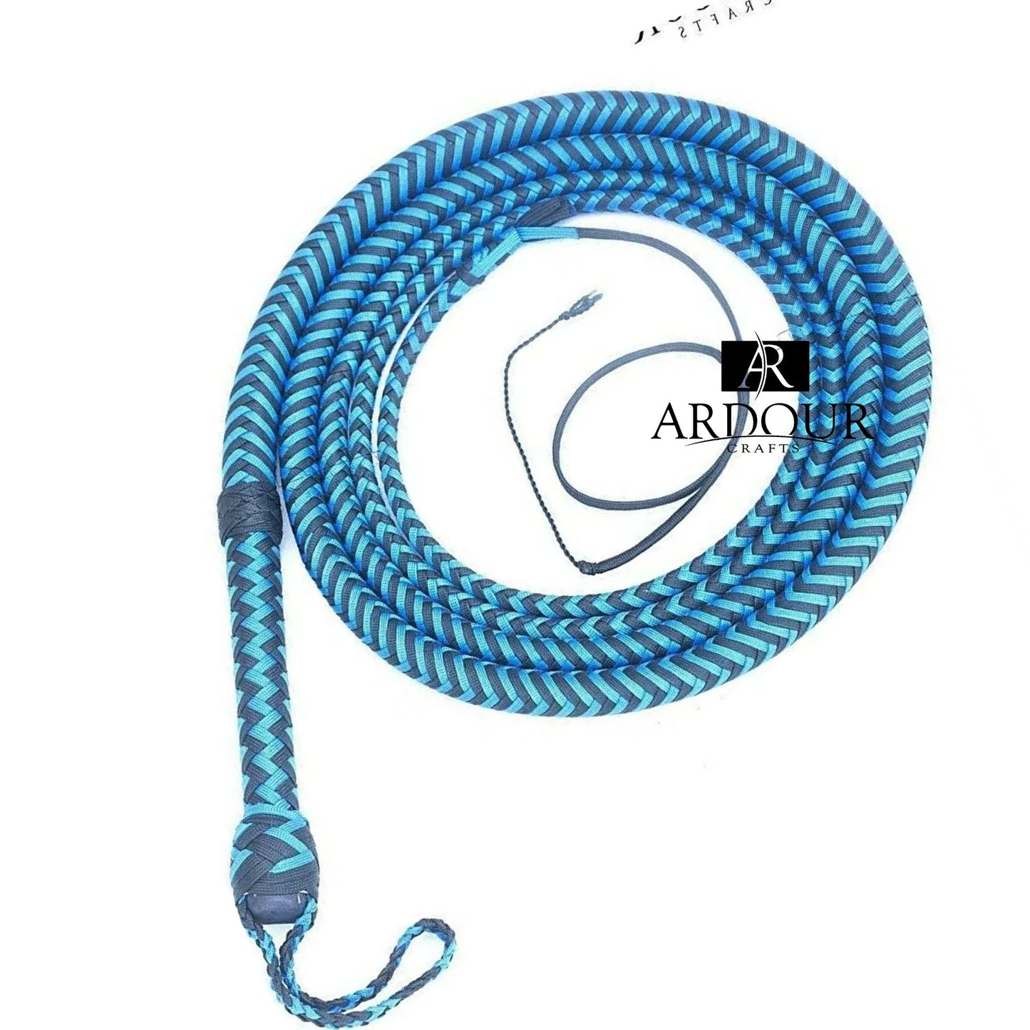 Indiana Jones-Style Bull Whip 6 to 16 Feet,16-Plait Crafted from Durable Blue Nylon Paracord