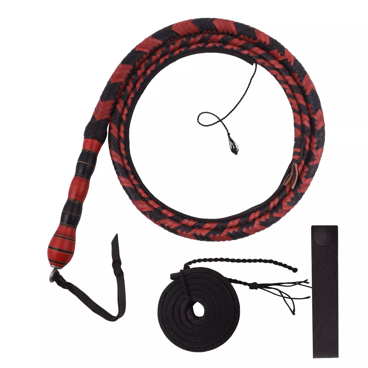 8 Feet Kangaroo Hide Bullwhip Indiana Jones Style 16 Plait with Holder Extra Crackers Bullwhips