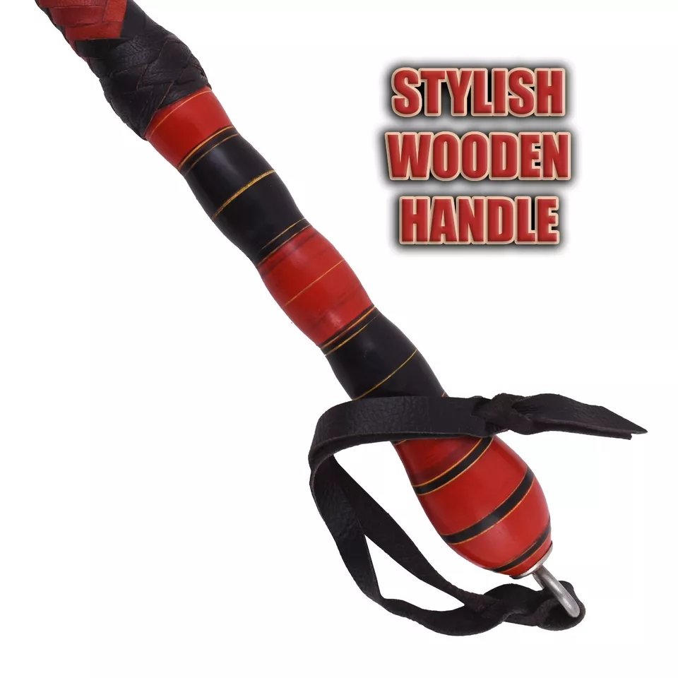 8 Feet Kangaroo Hide Bullwhip Indiana Jones Style 16 Plait with Holder Extra Crackers Bullwhips