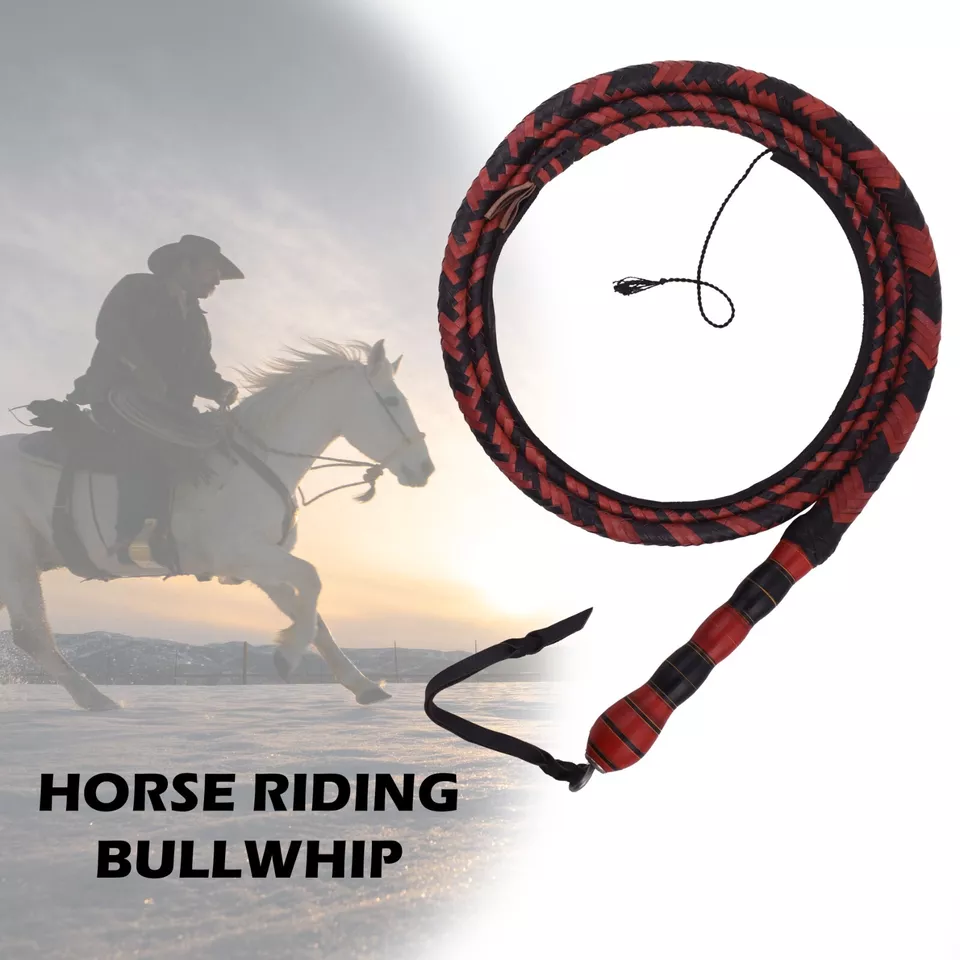 8 Feet Kangaroo Hide Bullwhip Indiana Jones Style 16 Plait with Holder Extra Crackers Bullwhips