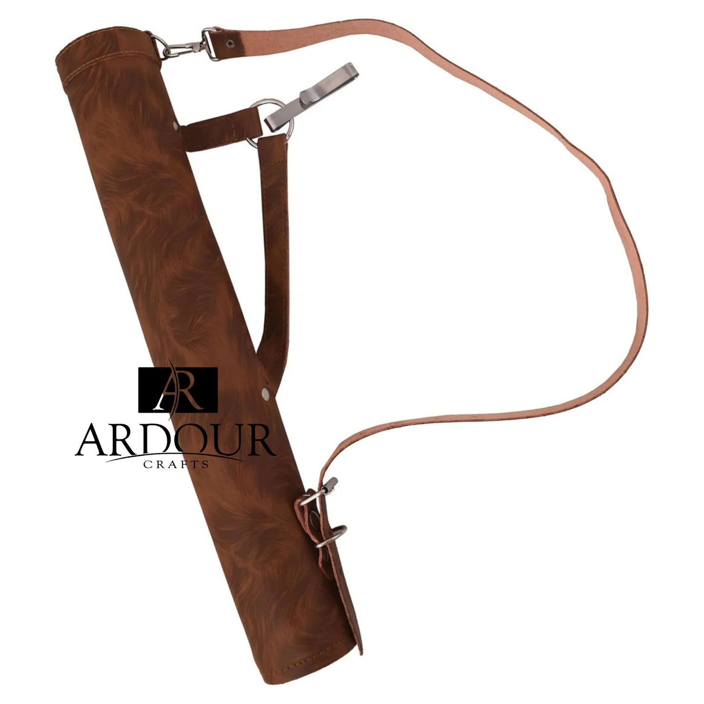 Premium Handmade Brown Cowhide Leather Archery Quiver for Hunting