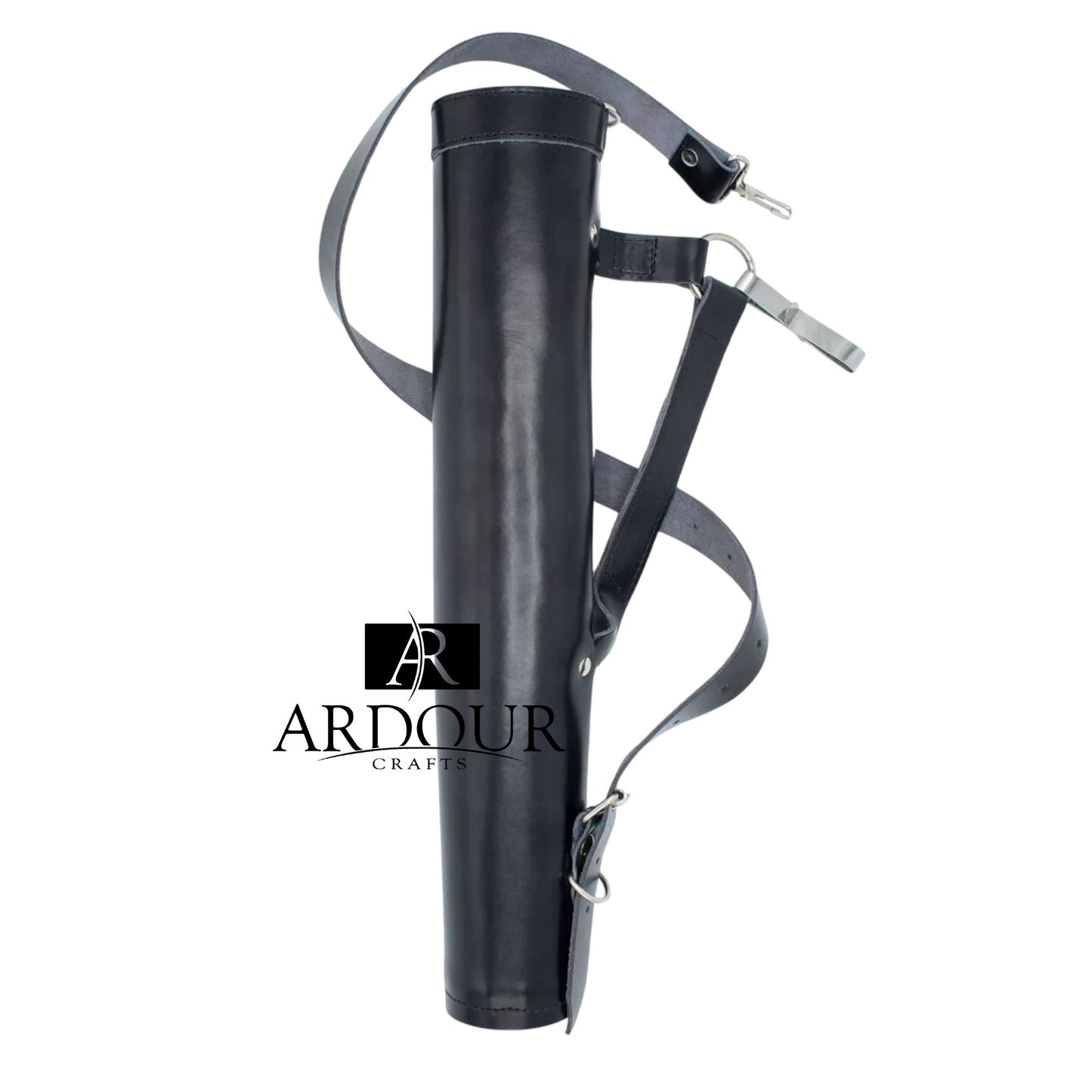 Traditional Handmade Black Cowhide Leather Archery Quiver