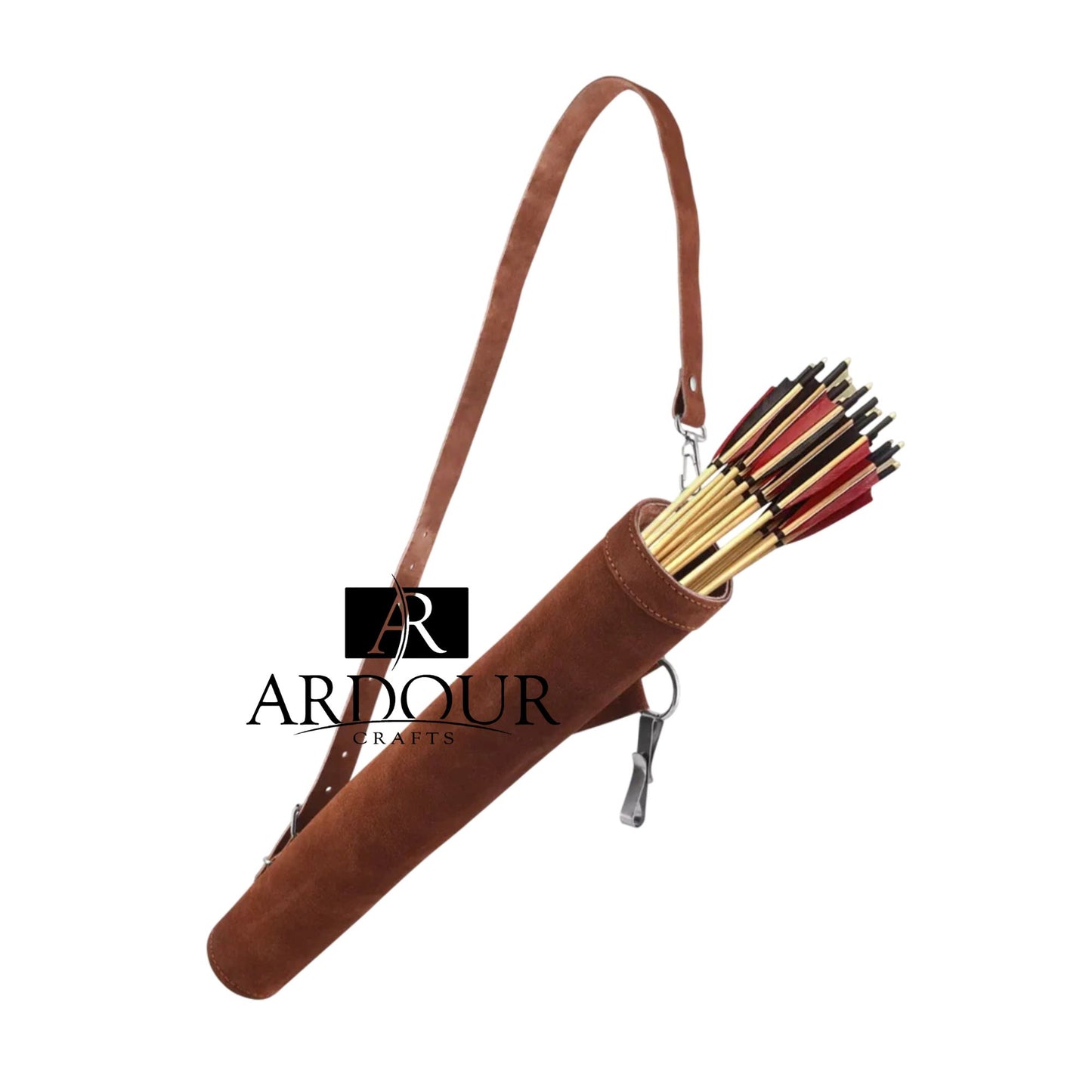 Handmade Genuine Suede Leather Back Arrow Quiver for Archery