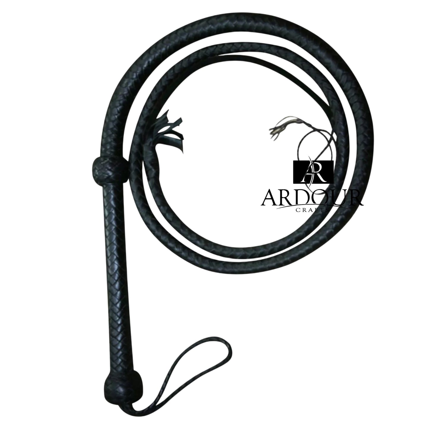 4 Feet Handmade 12 Plait Genuine Cowhide Leather Bull Whip Long Black Stock Whip with String Popper