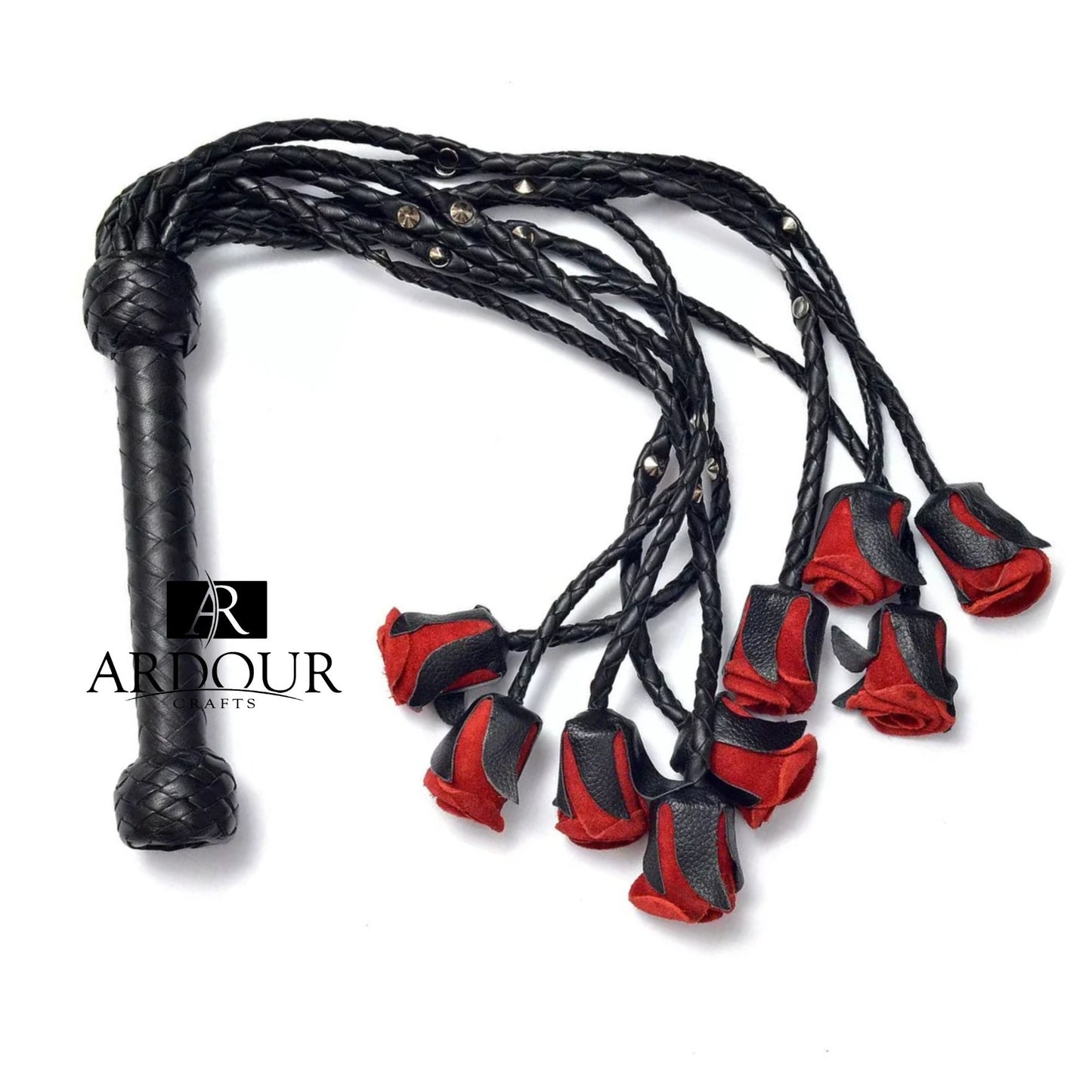 *BDSM* Cowhide Leather Flogger 9 Tails for Heavy Thud Impact Play Handmade