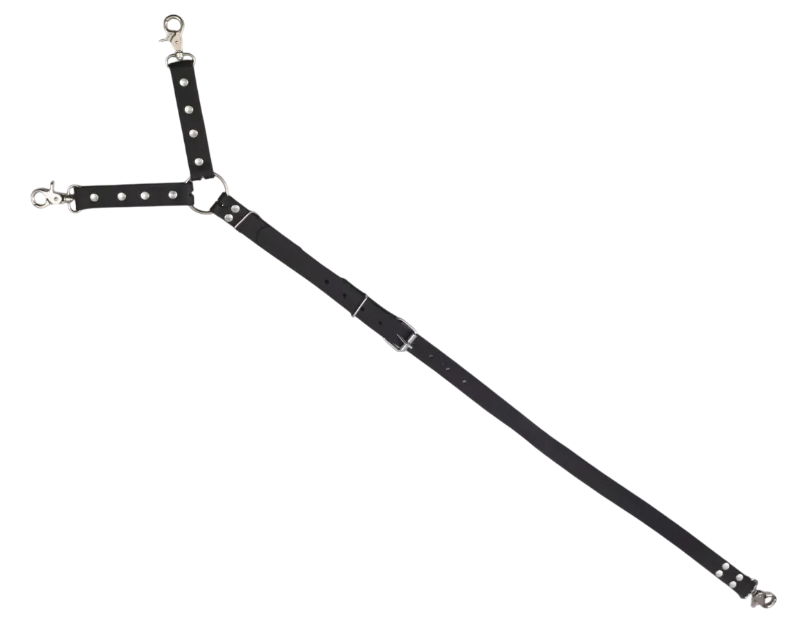BDSM* Y Shaped Hog Tie Real Cowhide Leather Cuffs with Pin Connector Swivel Snap Clips