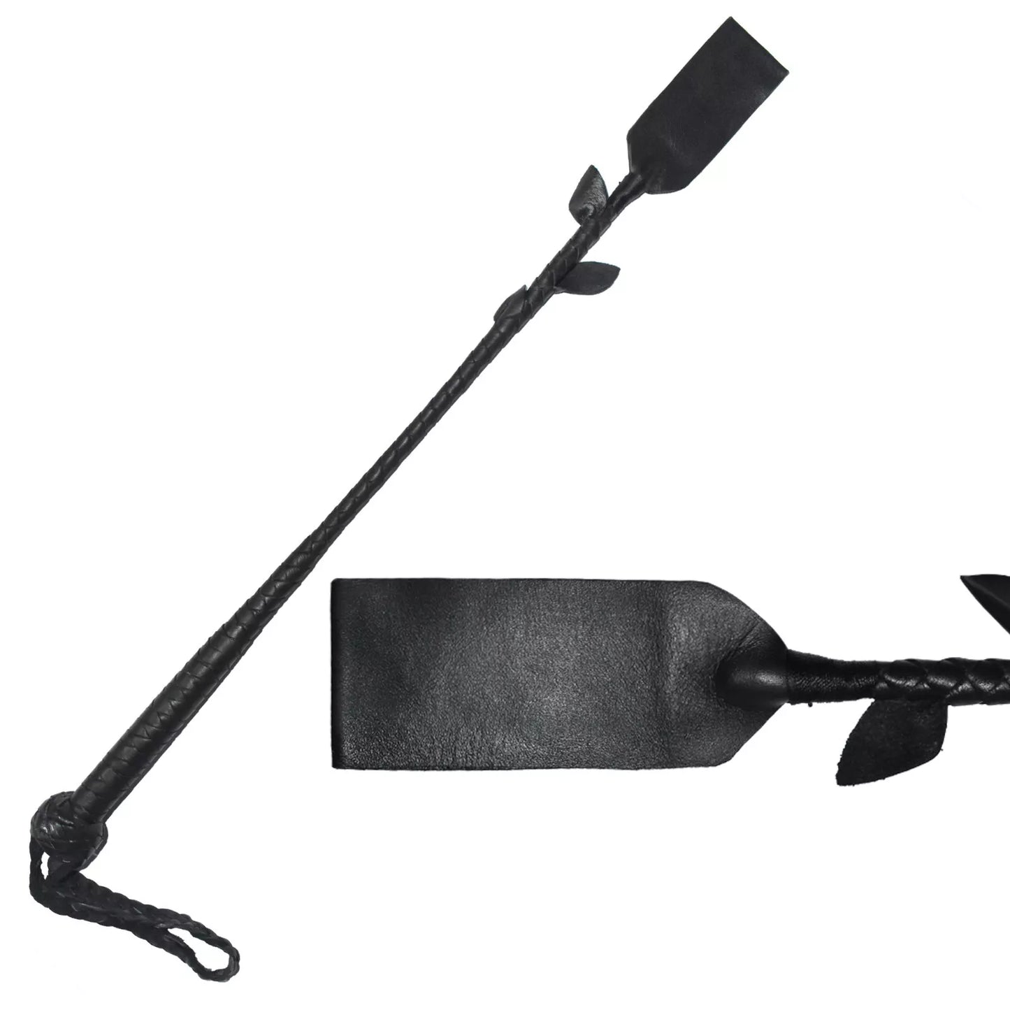 18" Braided Cowhide Leather Riding Crop Dragon Tail Whip