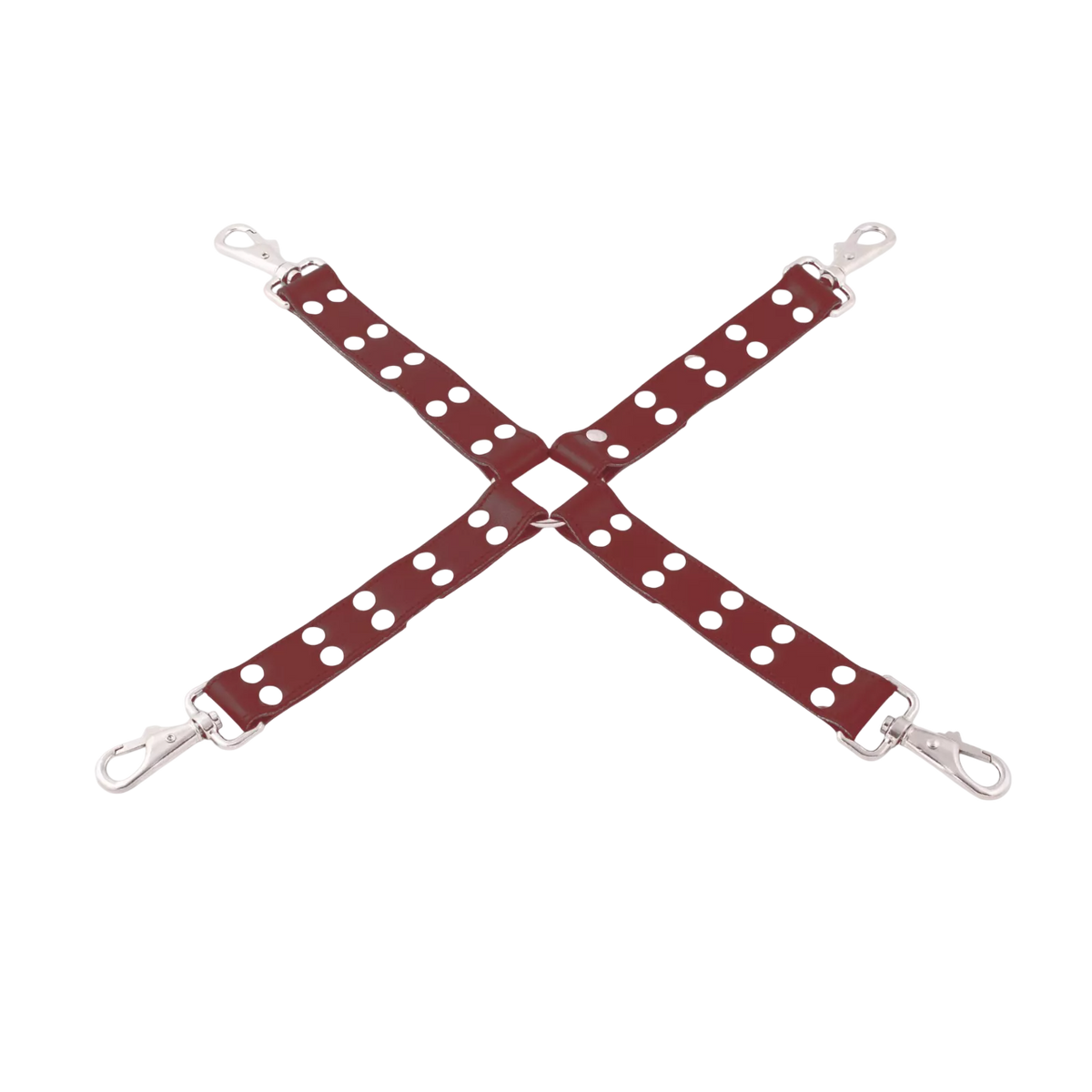 17 Genuine Cowhide Leather Hog Tie Four Way Pin Connector for BDSM Cuffs with Snap Clips