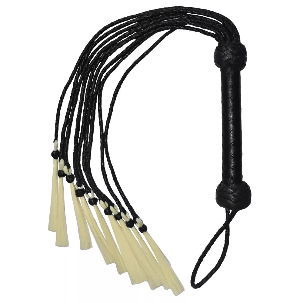 Handmade Bullhead Leather Flogger 9 Braided Tails for Impact Play