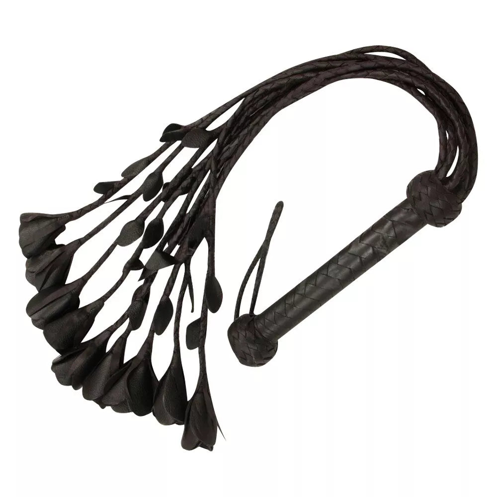 Genuine Cowhide Leather Flogger with Red Rose Tails Handmade