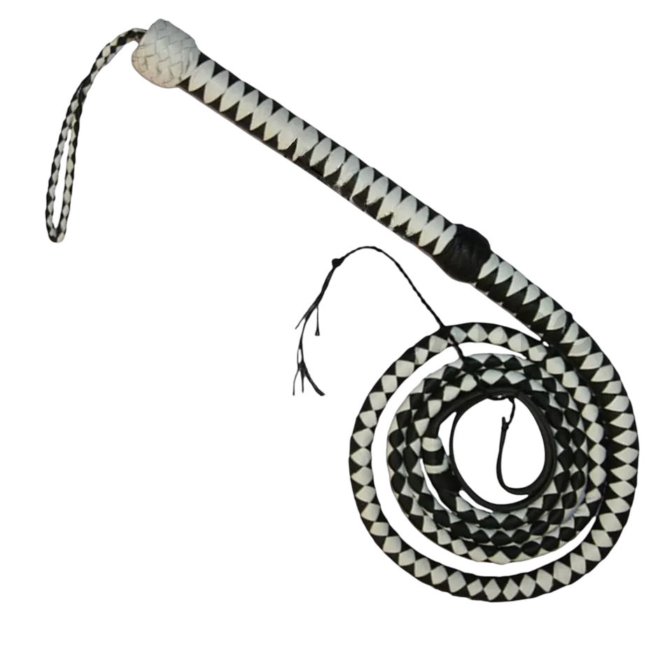 6 Feet Handmade Bullwhip 12-Plait Cowhide Leather Professional Grade