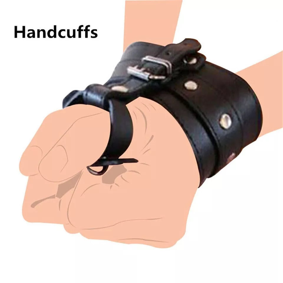 BD*SM Genuine Cowhide Handmade Leather Wrist Cuffs Restraints Thumb Ankle Toe Cuffs