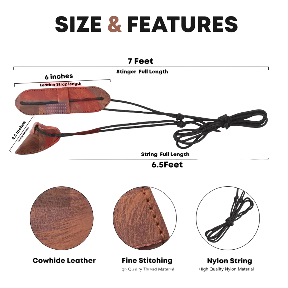 Leather Bow Stringer Safe Effortless Bow Stringing Tool for Recurve Longbow Traditional Bows