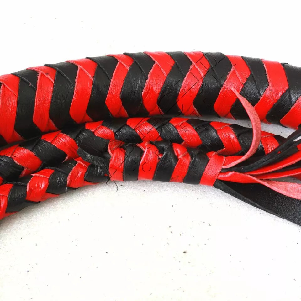 Cow Hide Leather BULLWHIP 6 Feet Long 12 Plait Indiana Jones Whip with Black Holder