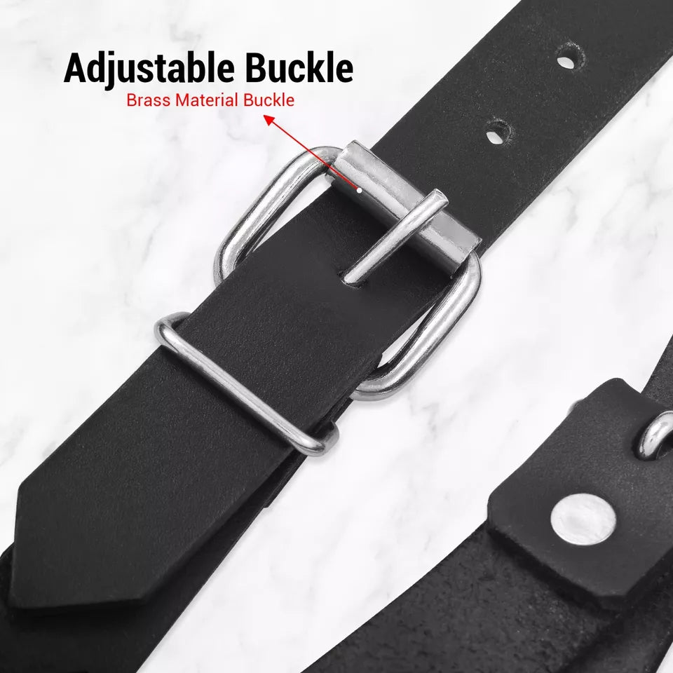 Men s Cowhide Leather Body Chest Harness Belt with O Ring Clubwear Corset